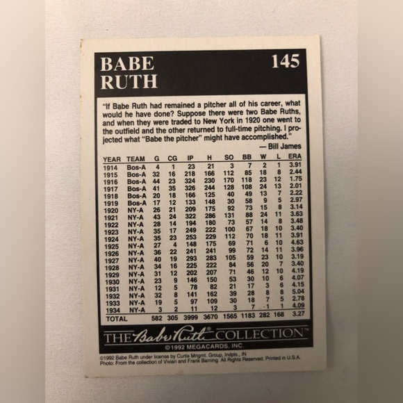 Babe Ruth Baseball Card - Picture 2 of 2